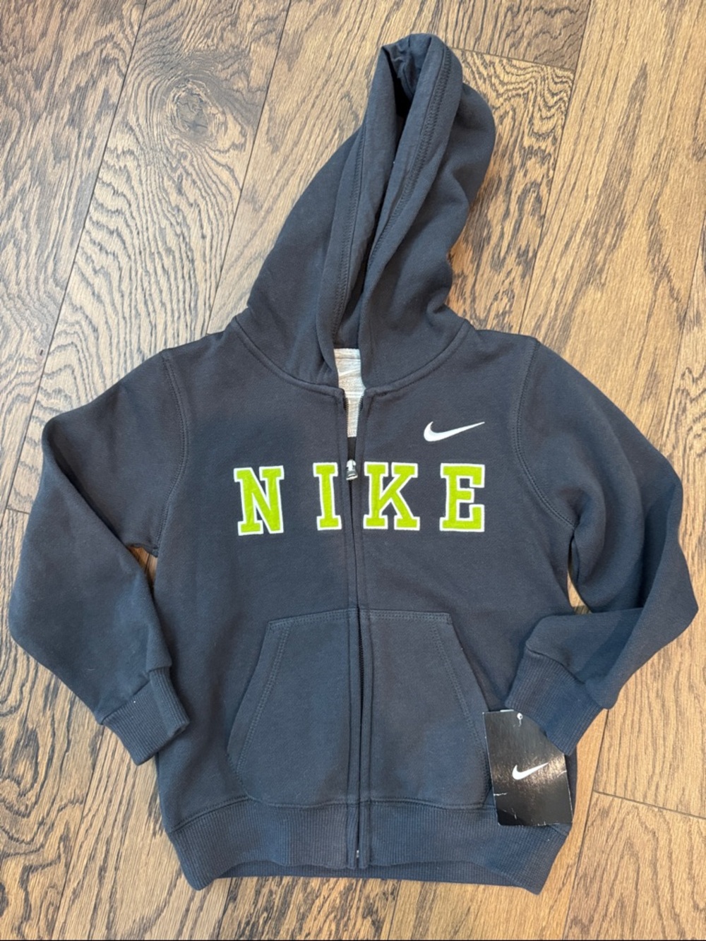 Nike Kids Black Hoodie with Neon Green Lettering- NEW WITH TAGS